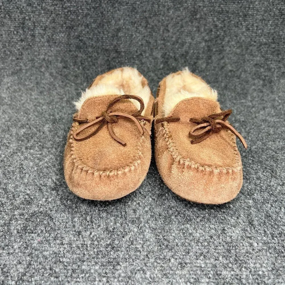UGG Dakota Slippers Girl's 3 Chestnut Suede Shearling‎ Lined Cozy Slip On Shoes
